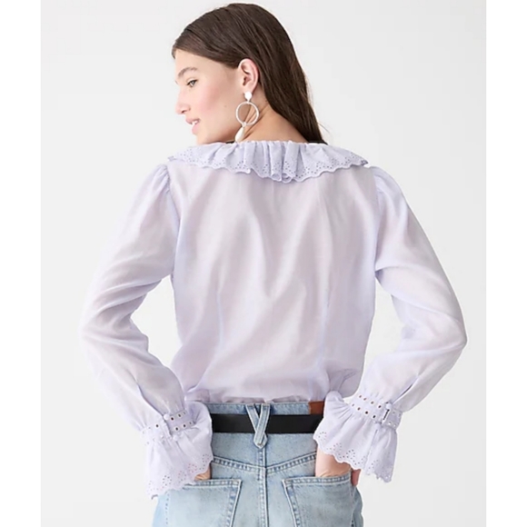 28. J.Crew Embroidered ruffle-collar top with eyelet - Picture 2 of 6
